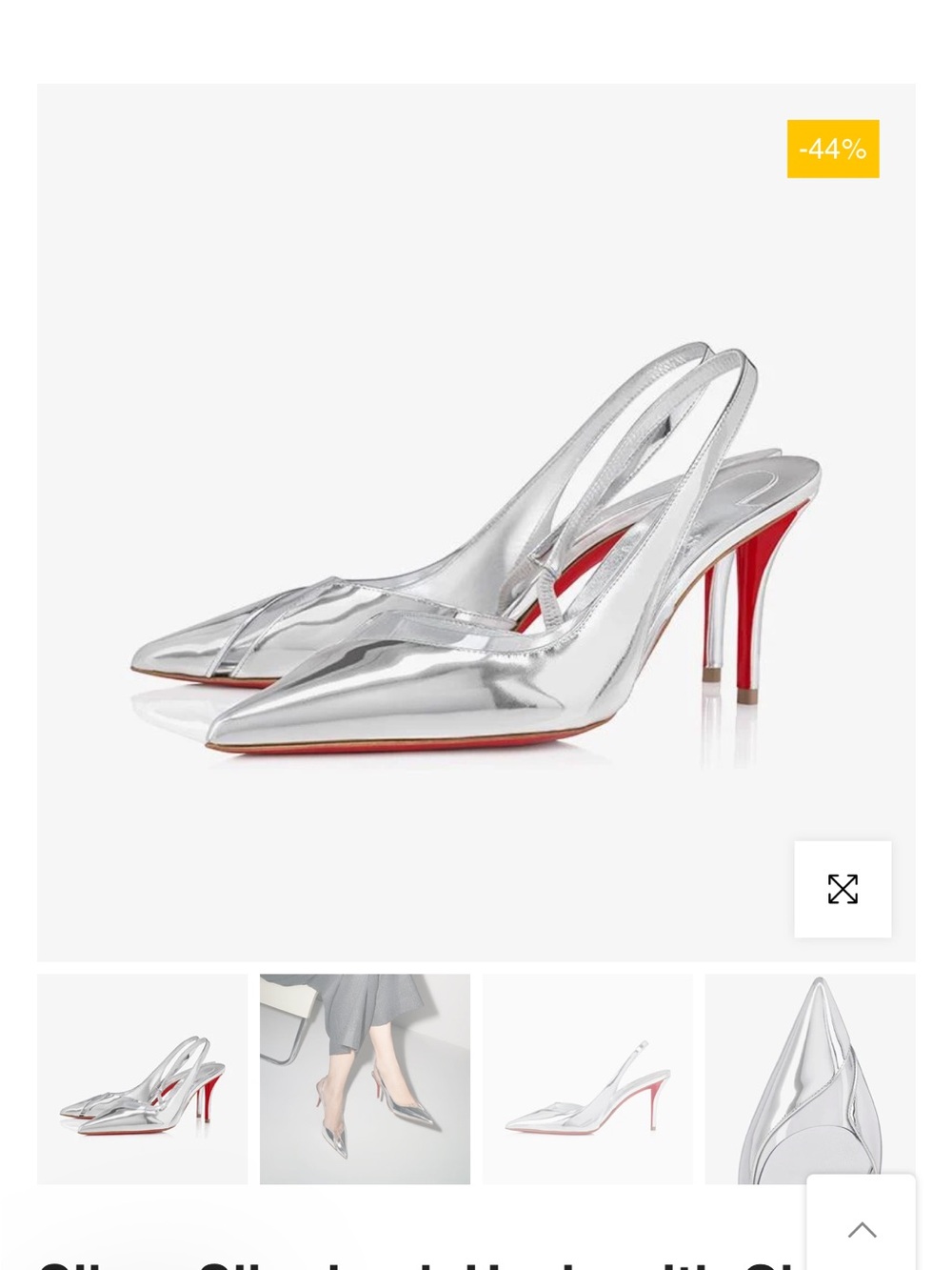Metallic Silver Pointed Slingback Heels
